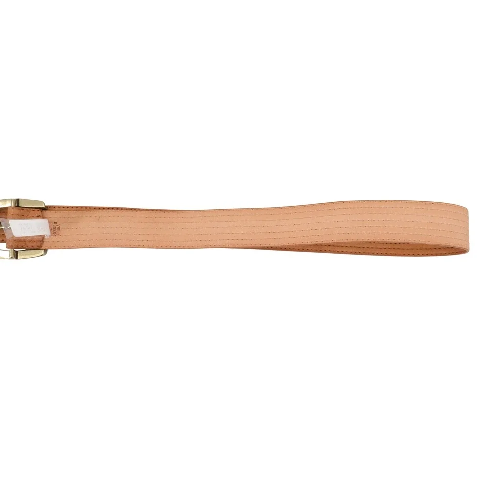 NWT Michael Kors Tan Genuine Leather Belt Brass Buckle Stitched Size L